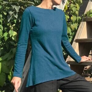 TRUST HEMP COOPERATION | Teal Blue Green Tunic Top Hemp Cotton | Size XL